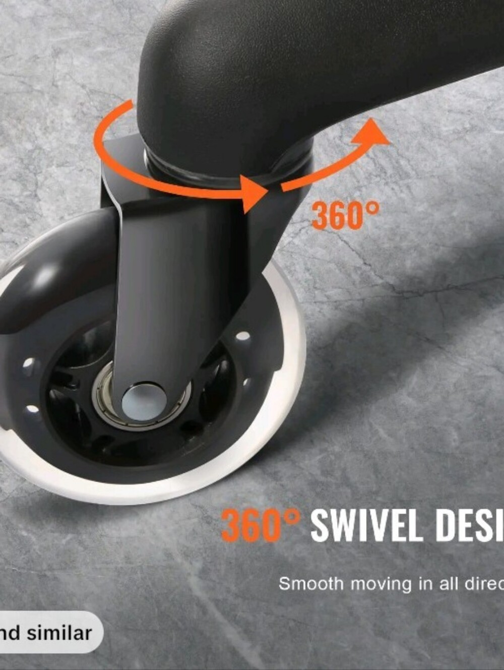 Black Office Chair Caster Wheel with 360° Swivel